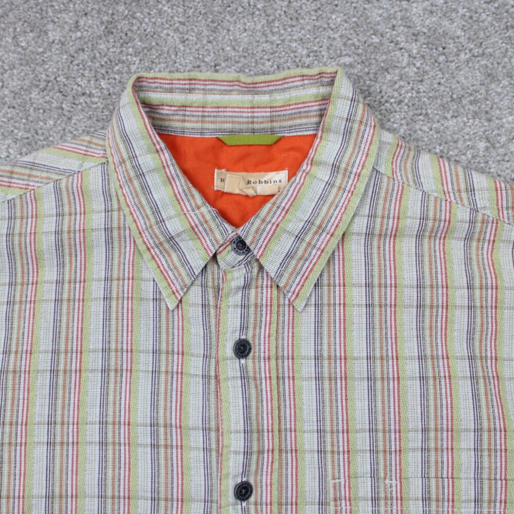 Royal Robbins Shirt Mens Large‎ Red/Green/Purple Striped Cotton S/S Button Up